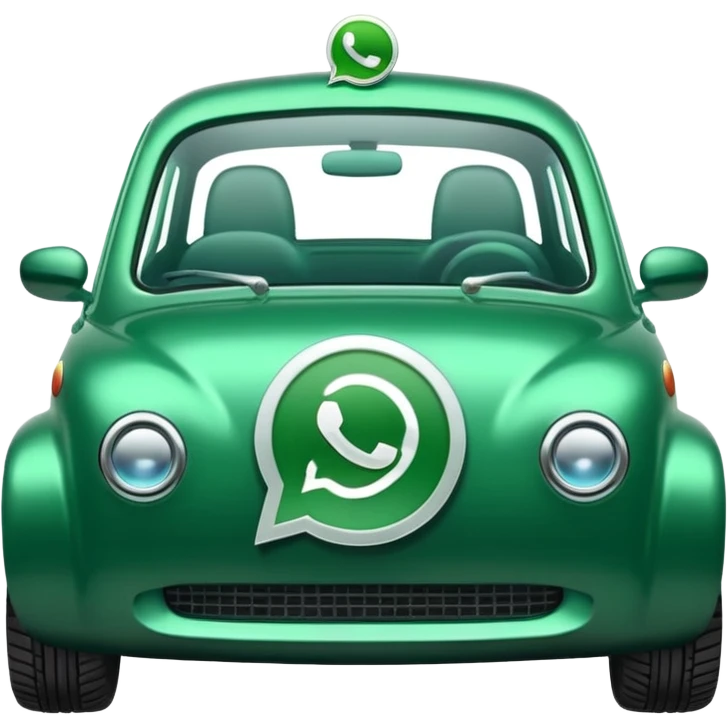 Coche verde de whatsapp con el logo en la puerta emoji