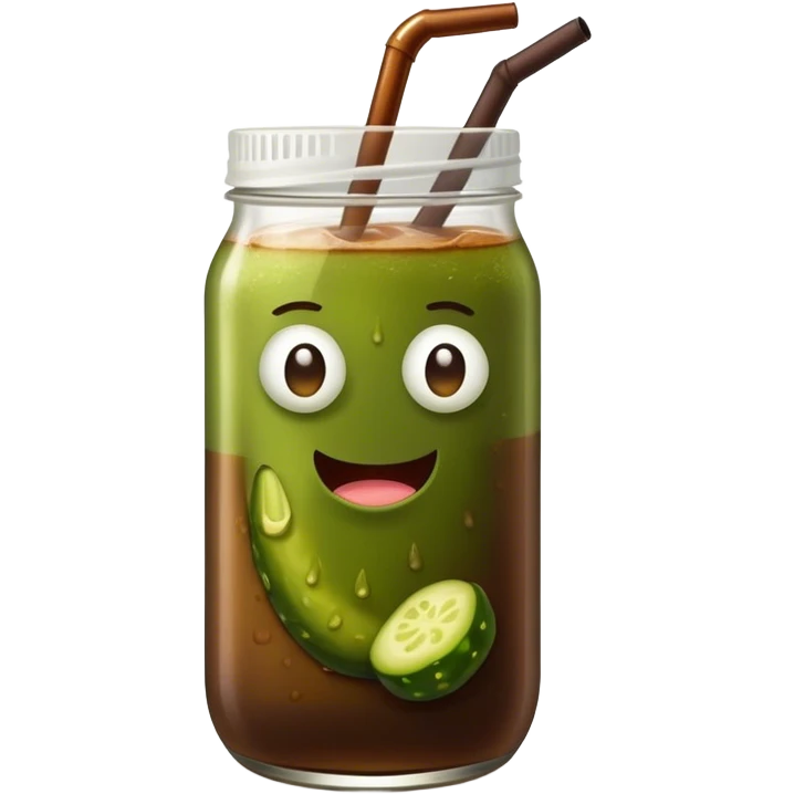 pickle drinking a cold brew coffee emoji