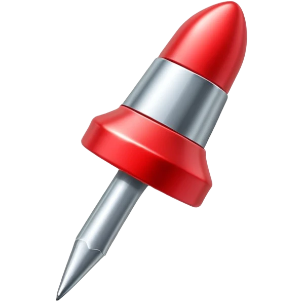 Red push pin with shiny metal top and sharp point emoji