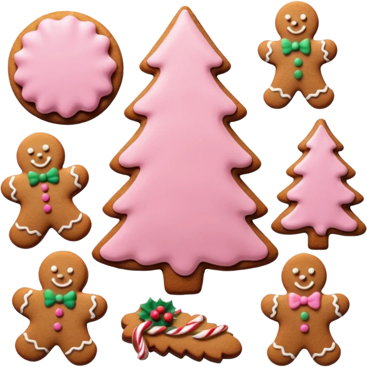 christmas gingerbreads pastel pink emoji
