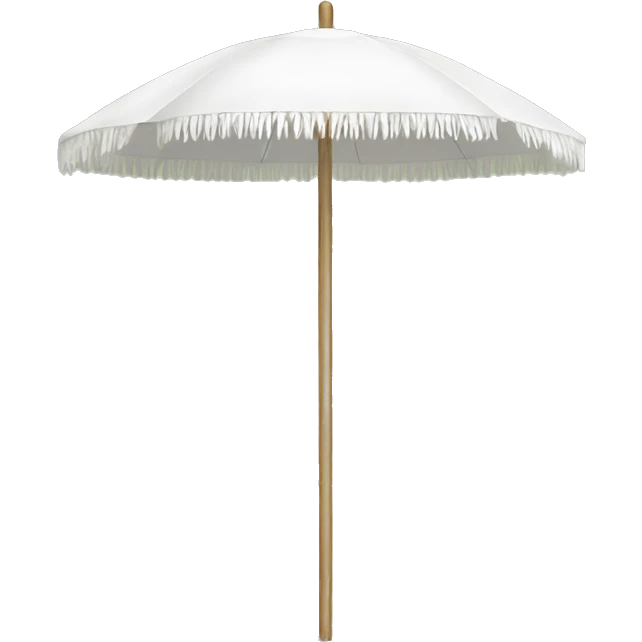 White beach umbrella with short white tassels and a straight wooden pole emoji