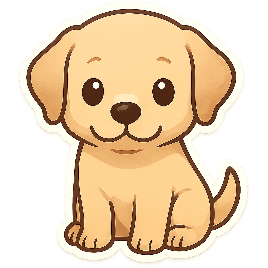 cute labrador dog, cartoon style, gentle expression, suitable for emoji sticker emoji
