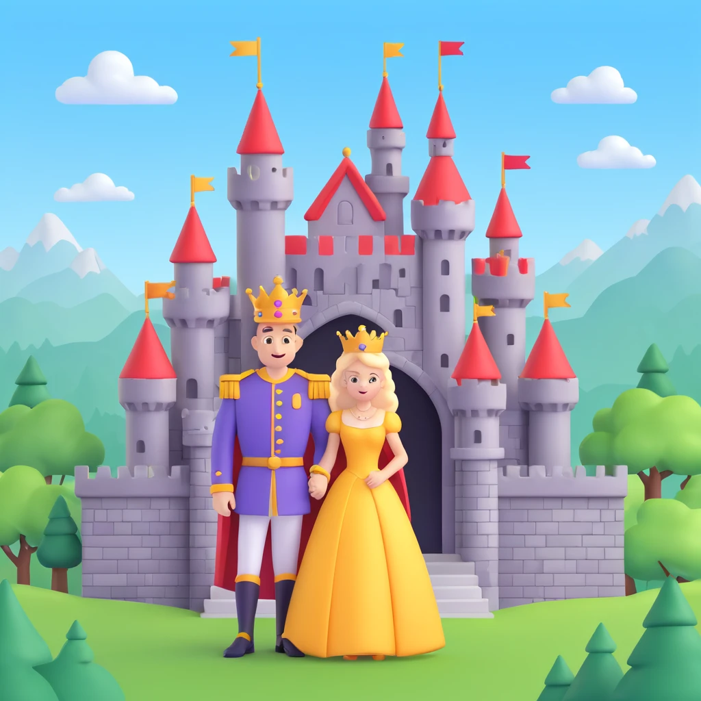 king and queen, castle background emoji