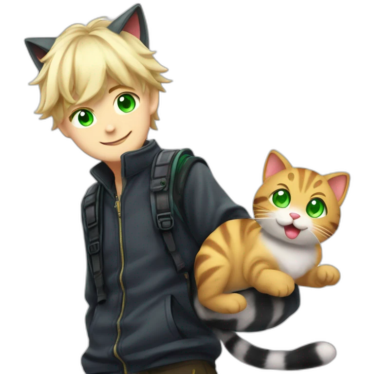 blonde boy and his cat emoji