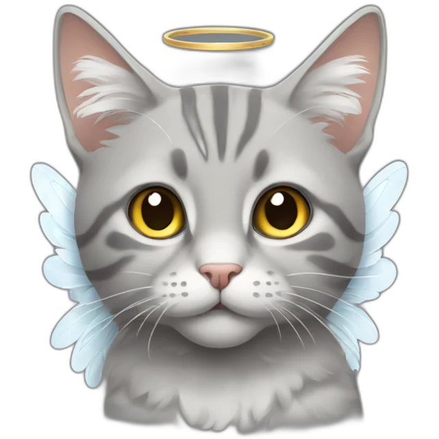 Grey tabby cat with angel wings emoji