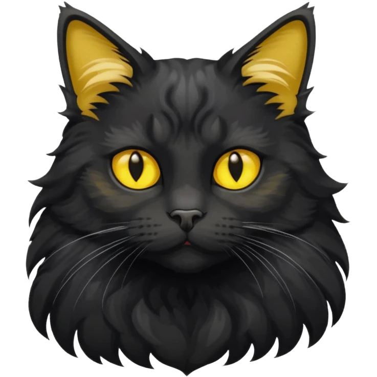 maincoon black cat with yellow eyes emoji