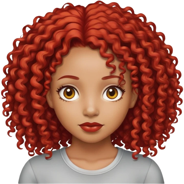 light skin Black girl red curyhair emoji