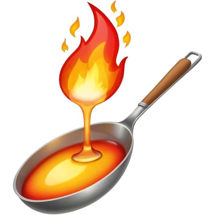 una cuchara grande con fuego emoji