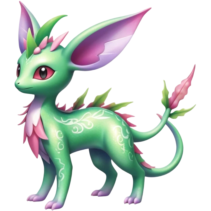 Shiny Exotic Cute Adorable Majestic Ethereal Sparkly Flygon-Espeon-Meganium-Shaymin-Hybrid-Creature with pattern-markings emoji