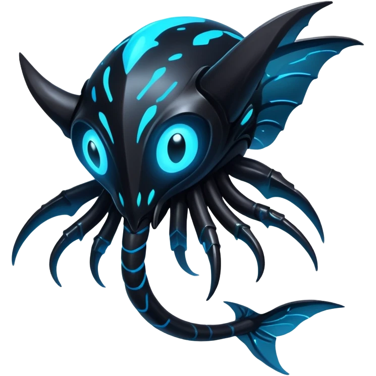 Black Dark Exotic Nocturnal Neon-glowing Abyssal Nightly Abyss-Fakémon-Creature emoji