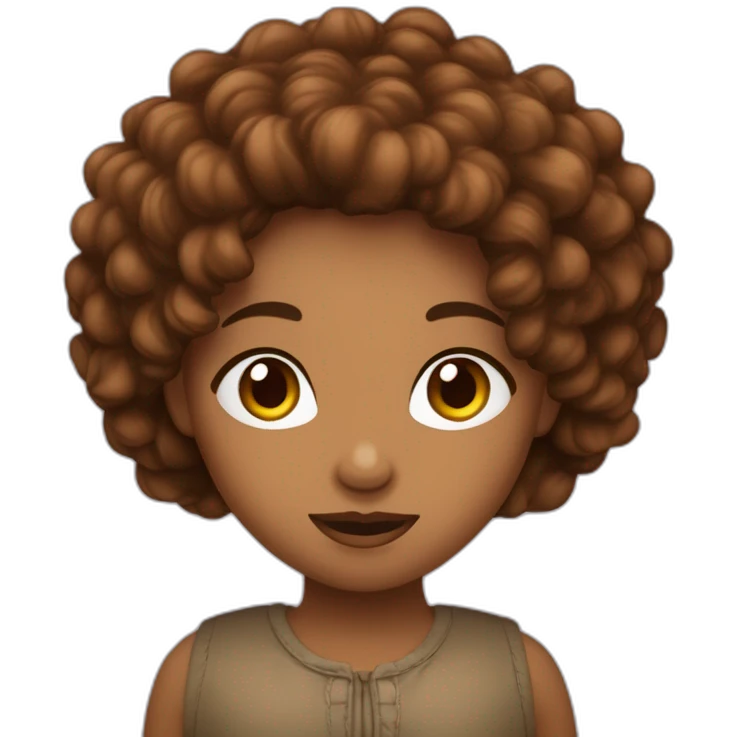 Fille métisse avec les cheveux marrons bouclés  emoji