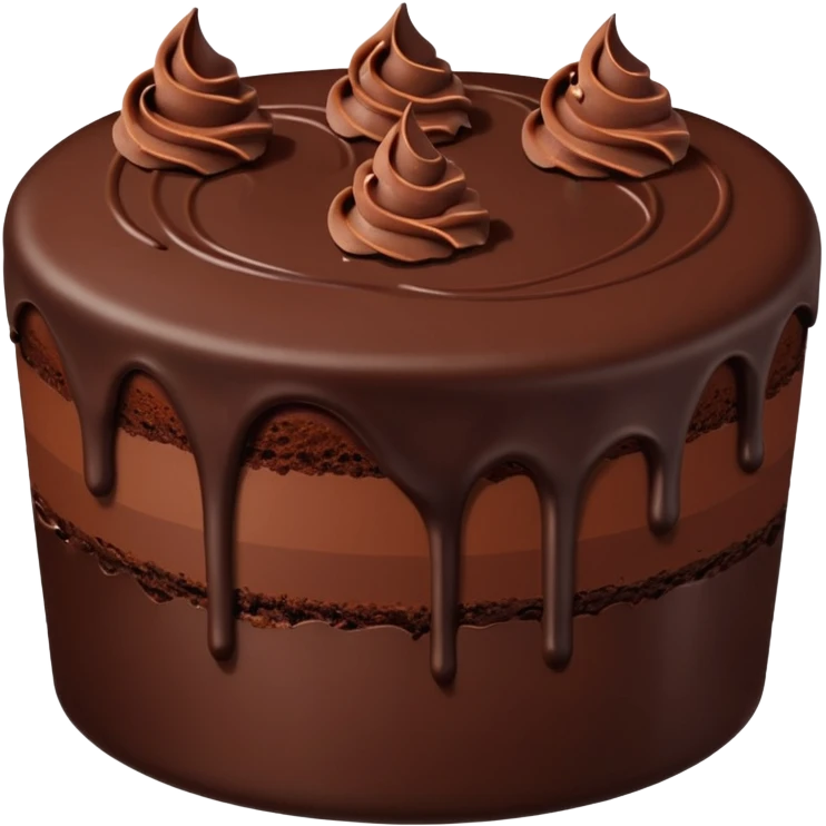 Chocolate fudge cake with chocolate base and chocolate frosting with chocolate pieces  emoji