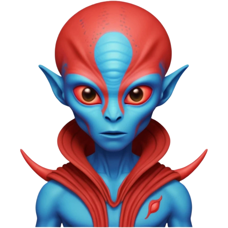 alien living in desert, dressed like a desert alien, red/blue colorful, accessories, just face  emoji