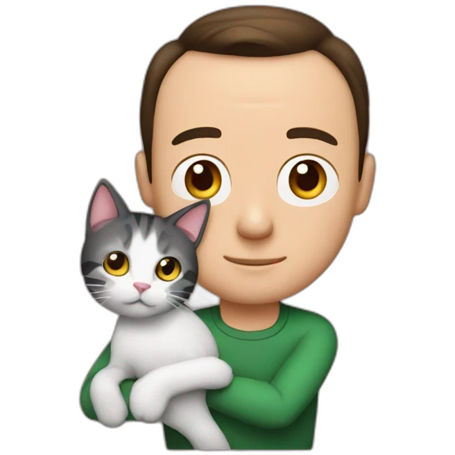 sheldon cooper with a cat on his arms emoji