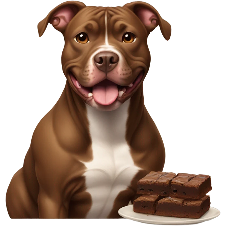 Brown pitbull eating a brownie.  emoji