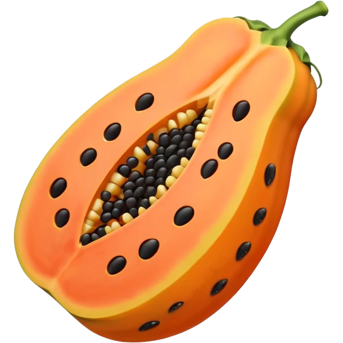 A beautiful papaya fruit is peeled and has black spots.It should be very ripe.like emoji emoji