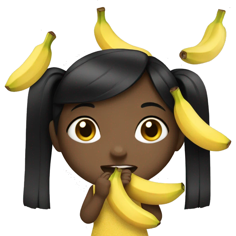 Black hair Girl eat banana  emoji