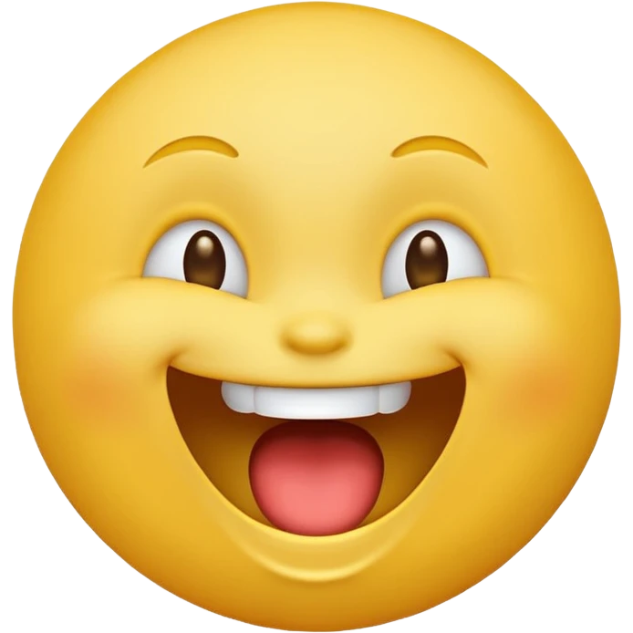 Emoji, yellow round laughing face, open mouth emoji