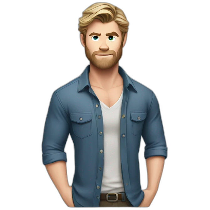 chris-hemsworth cartoon wearing shirt emoji