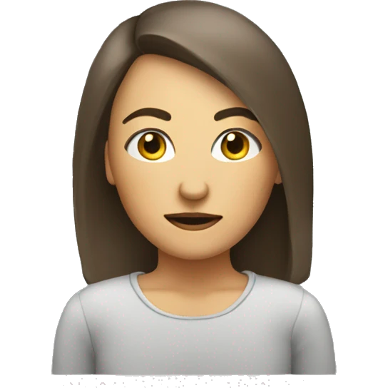 Person in front of pc screen, on the screen portrait of woman with neutral expression emoji