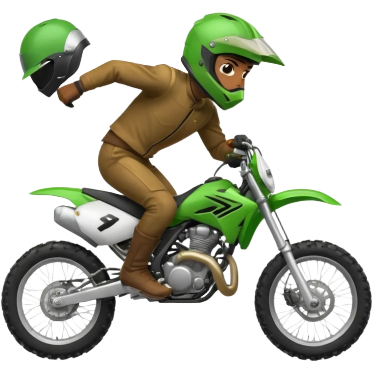 fait moi un emojie en moto vert avec un bandit qui cabre sur une moto cross emoji