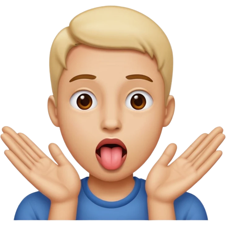 person with tounge out and hands to the side of face emoji