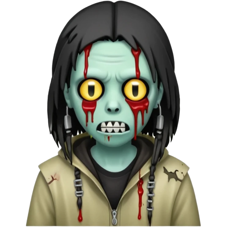 trap hood zombie emoji with saw and drip and emo black hair with dreads  emoji
