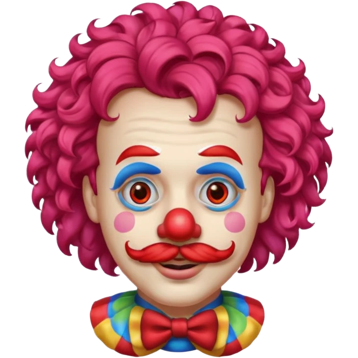 Classic clown — curly mustache, red nose emoji