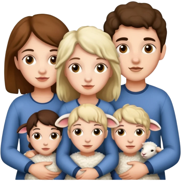 3 girls withe and 2 boys withe and a sheep emoji