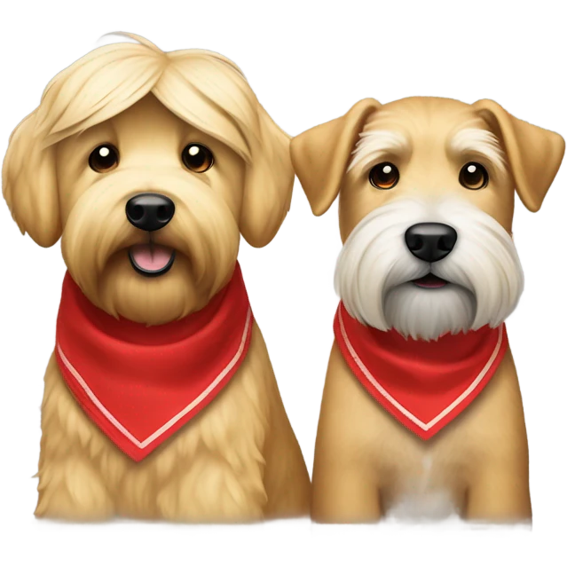 Donald trump and wheaten terrier wearing a red bandana emoji