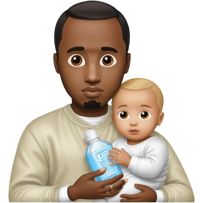 P diddy with a baby holding baby oil emoji