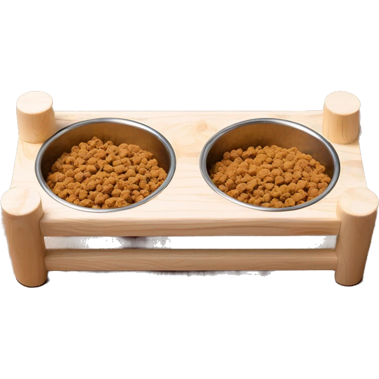 Elevated rectangular pine wood dog feeder with 2 bowls emoji