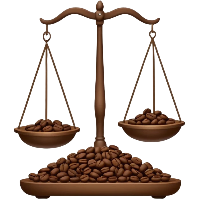 Simple balance scale with coffee on the strong side and sleep on the weak side emoji