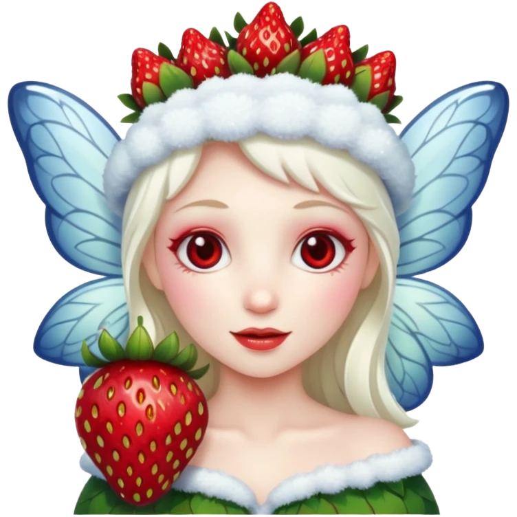 Fairy with strawberries in Winter  emoji