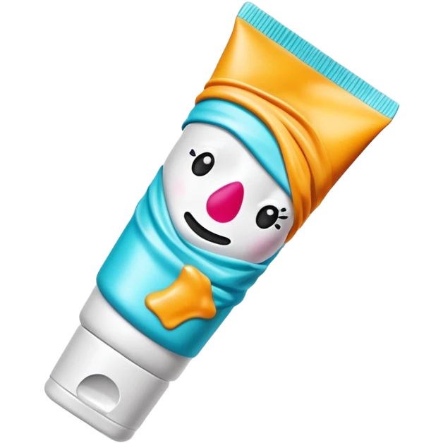 hand cream tube that is empty, crumpled, very wrinkled, cap on, no face, colorful and vibrant design, looks like a beauty product emoji