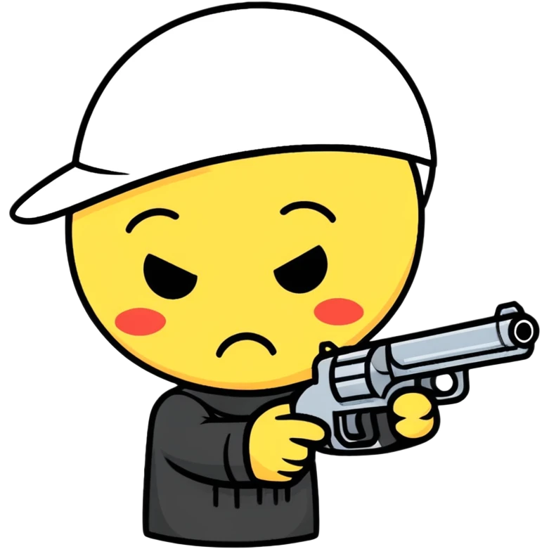 Crying emoji with gun  emoji
