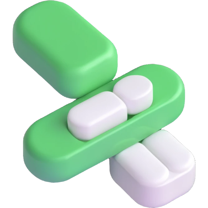 a pill that is half white and half green, simple, clear emoji