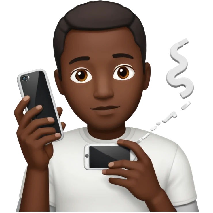 black man holding a phone with three lines of coke on it sideways  emoji