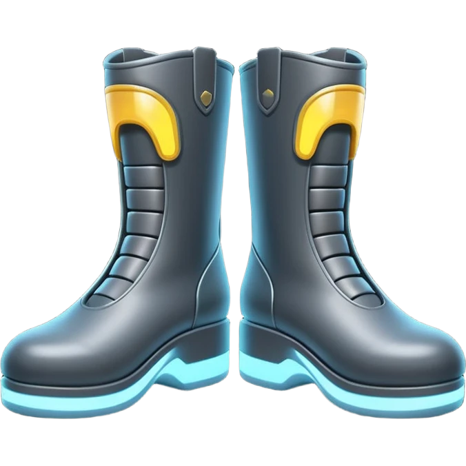 Flat futuristic emoji of sleek jet boots with soft glow thrusters, rounded shapes, minimal shading, white background emoji