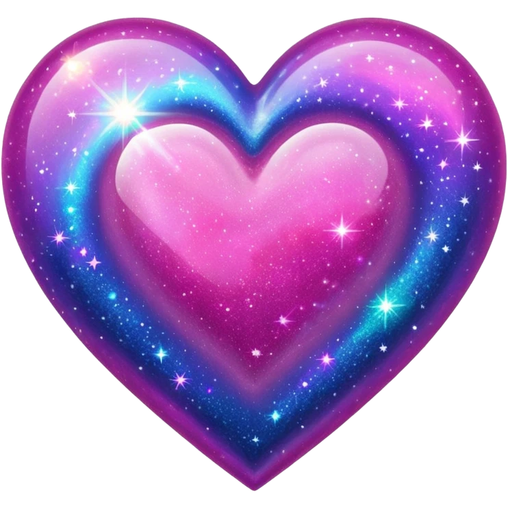 glitter heart with cosmic galaxy sparkles emoji