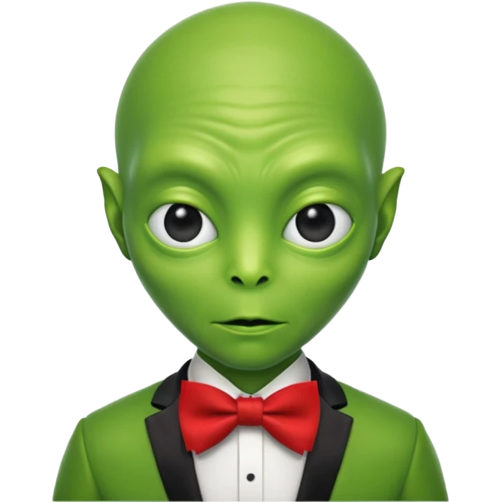 Green alien with red bowtie emoji