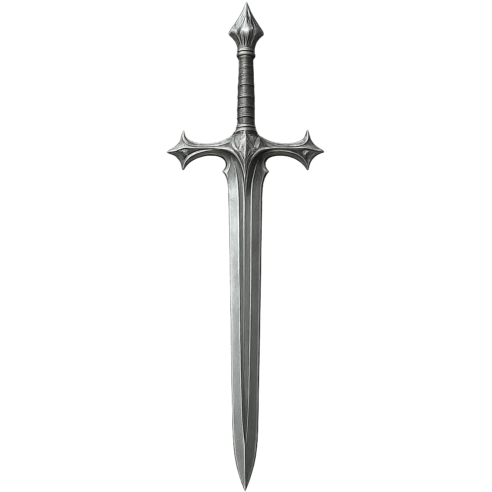 silver greatsword, highly detailed, realistic, metallic shine, medieval fantasy emoji