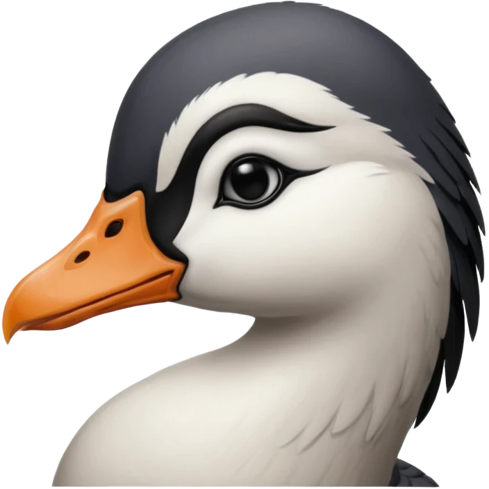 goose facing forward that is emo with swoop of bangs over one eye emoji