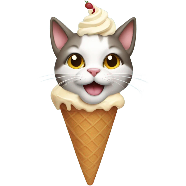 Cat with an ice cream emoji