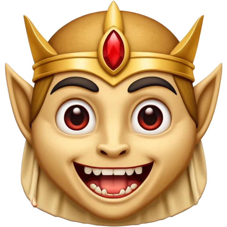 Pancake with cute face wearing a pharaoh headdress and vampire accessories  emoji