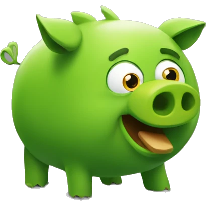 The green pig from Angry Birds, make it less bright and cartooney. I want a darker shade of green and minimilastic emoji