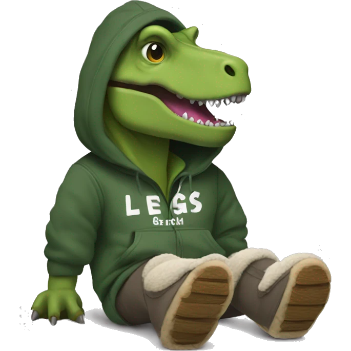 A trex wearing uggs and a hoodie emoji