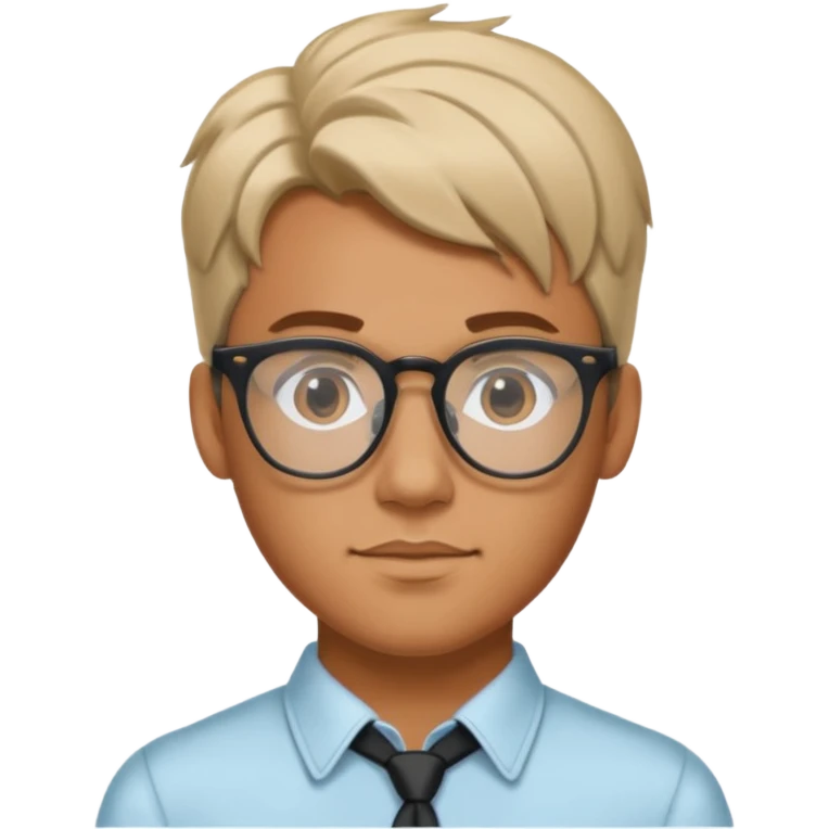 Erstelle mir eine Emoji von einem Jungen. Hautfarbe Bräunlich, Jung und Gutaussehend, mit durchsichtiger Brille und playboy Frisur  emoji