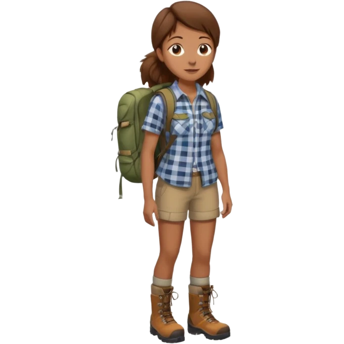 woman hiking in the woods in the sunshine brown hair emoji