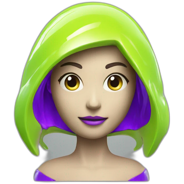 Cyber emoji of a FUTURISTIC HIGHTECH 3D Videomaker colors Lemon green and purple neon Videomaker emoji